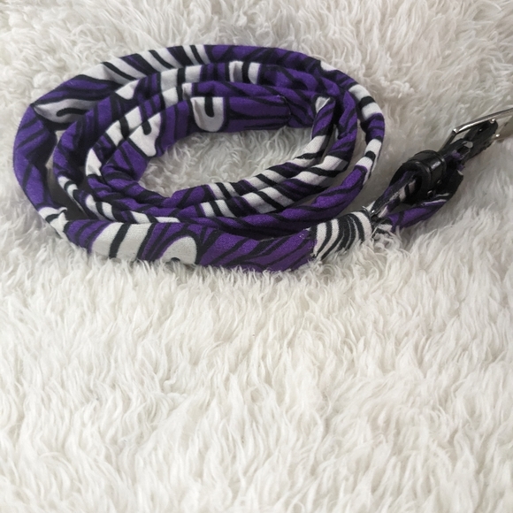 Upcycled Hand Crafted Matching Choker and Belt Set. Purple/White/Black. - Picture 6 of 11